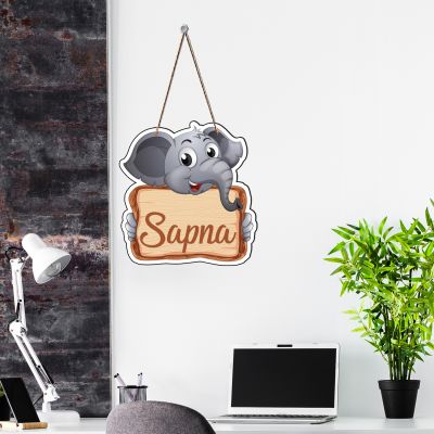 Elephant Cute Animal Wooden Wall Hanging Customized With Name Kids Room, Living Room, Home Decor Birthday Gift For Kids